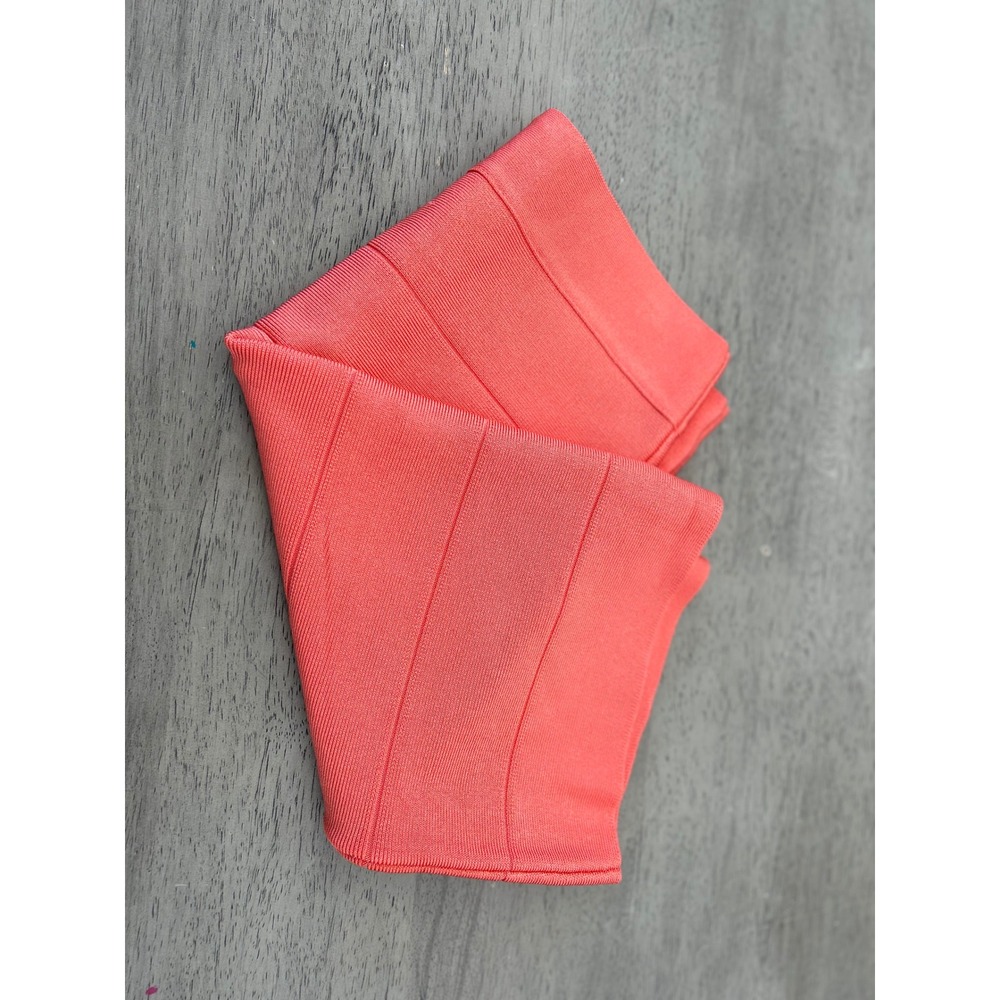 Bebe Coral Pink Bandage Mini Skirt Bodycon High Waist Size Medium M Zip Back